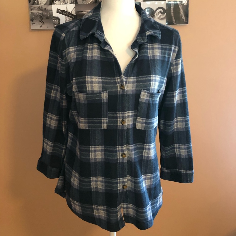 Super Soft Blue Plaid Long Sleeve (3/4)